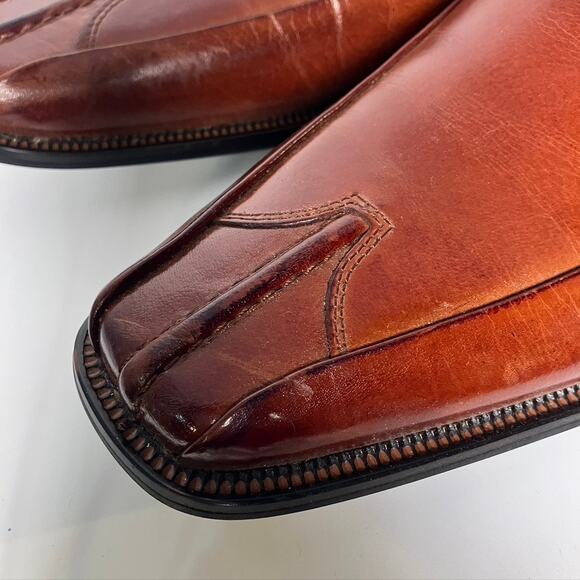 New Stacy Adams Square Toe Lace Up Dress Shoe Men's 10.5 M‎ Cognac Brown - Picture 3 of 15